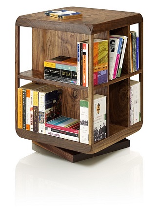 revolving solid wood bookcase